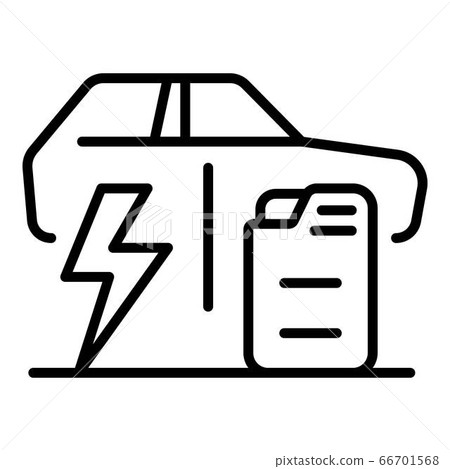 Electric car versus fuel car icon, outline style Electric car versus fuel car icon, outline style 66701568