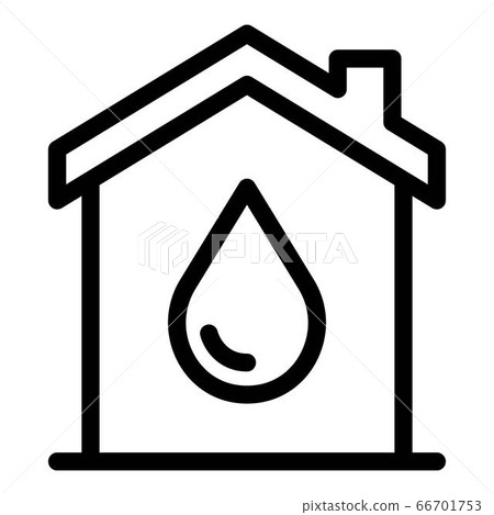 House with a drop icon, outline style House with a drop icon, outline style 66701753