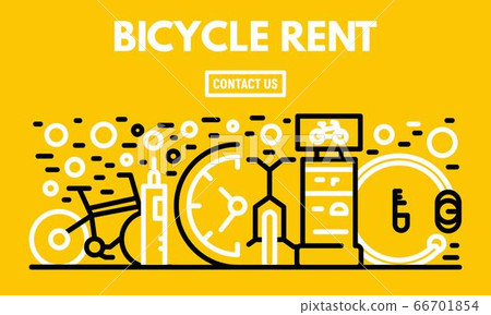 Bicycle rent banner, outline style 66701854