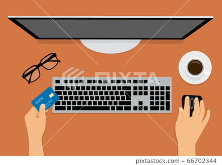 Flat design illustration of hand holding credit Flat design illustration of hand holding credit 66702344