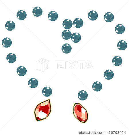 Fancy vivid green diamond gems necklace isolated on white background. 66702454