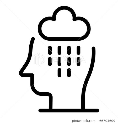 Sad rain in head icon, outline style Sad rain in head icon, outline style 66703609