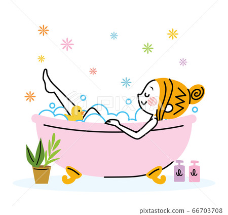 A woman taking a bath 66703708