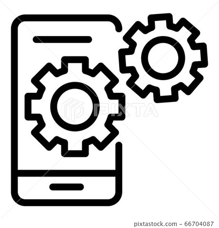 Phone gear system icon, outline style 66704087
