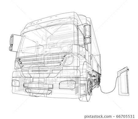 Electric Truck Charging Station Sketch. Vector 66705531