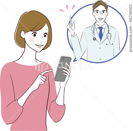 一個女人接受智能手機的藥物治療 66706003