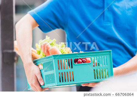Delivery man wearing face mask protect he 66706864