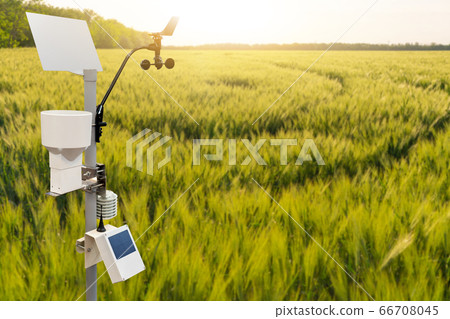 Weather station in a wheat field 66708045