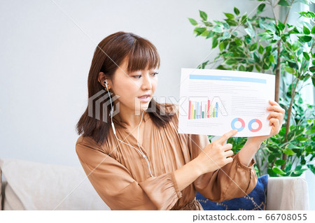 Looking at the webcam Remote work Remote telework Online Work from home Work from home Work from home Looking at the webcam Remote work Remote telework Online Work from home Work from home Work from home 66708055