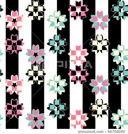 Checkered cherry blossom seamless pattern stripe Checkered cherry blossom seamless pattern stripe 66708090