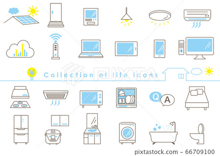 Electrical appliances and PC icons necessary for daily life/IOT/ZEH 66709100