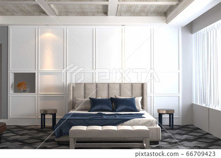 3d rendering of bedroom interior design with white 66709423