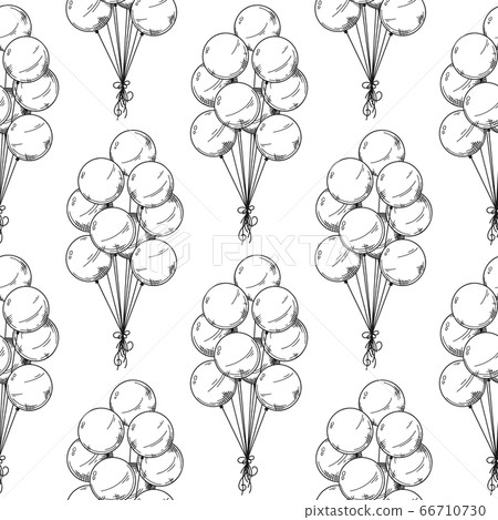 Single Balloon Pattern Seamless pattern. Different balloons. - Stock Illustration [66710730 ...