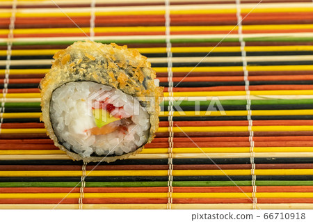 tempura sushi with salmon and cream cheese hot, 66710918