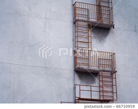 Fire exit ladder outside the building. Fire exit ladder outside the building. 66710959