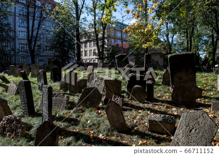 Old Weathered Tombstones On Jewish Cemetery In Prague In The Czech Republic Old Weathered Tombstones On Jewish Cemetery In Prague In The Czech Republic 66711152