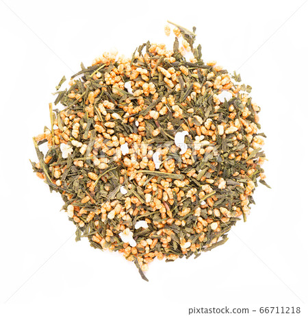 Japanese green tea Genmaicha, isolated on white Japanese green tea Genmaicha, isolated on white 66711218