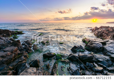 coast of the ocean at sunset. beautiful landscape coast of the ocean at sunset. beautiful landscape 66712155
