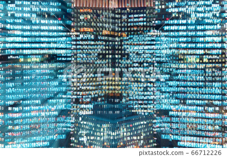 Skyscrapers illuminated at night in Tokyo 66712226