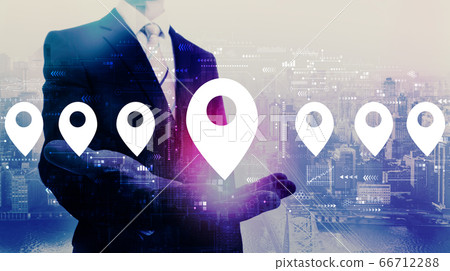 Map pin concept with businessman 66712288