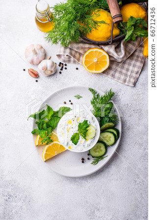 Traditional Greek sauce or appetizer tzatziki Traditional Greek sauce or appetizer tzatziki 66712436