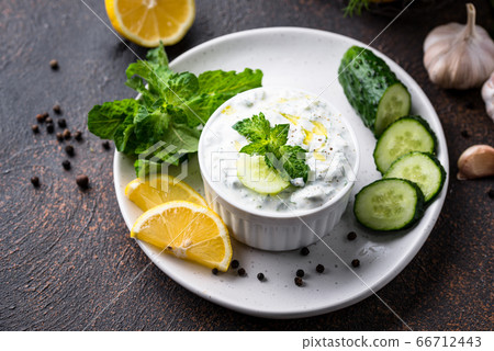Traditional Greek sauce or appetizer tzatziki Traditional Greek sauce or appetizer tzatziki 66712443