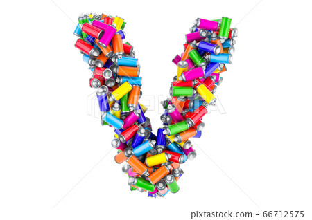 Letter V from colored spray paint cans Letter V from colored spray paint cans 66712575