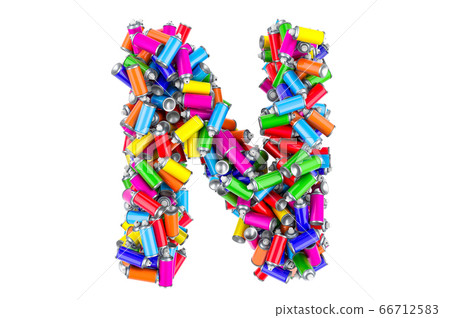 Letter N from colored spray paint cans 66712583