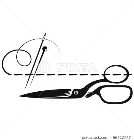 Scissors needle and thread symbol for sewing 66712747