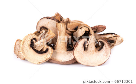 Dried sliced mushrooms isolated on white Dried sliced mushrooms isolated on white 66713301