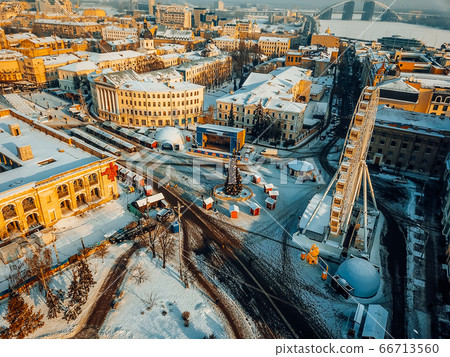 Kontraktova Square on Podil in Kyiv, aerial view Kontraktova Square on Podil in Kyiv, aerial view 66713560