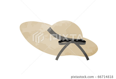 寬和時尚的草帽,用絲帶的插圖 寬和時尚的草帽,用絲帶的插圖 66714818