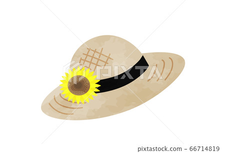 Straw hat with sunflower flowers watercolor style Straw hat with sunflower flowers watercolor style 66714819