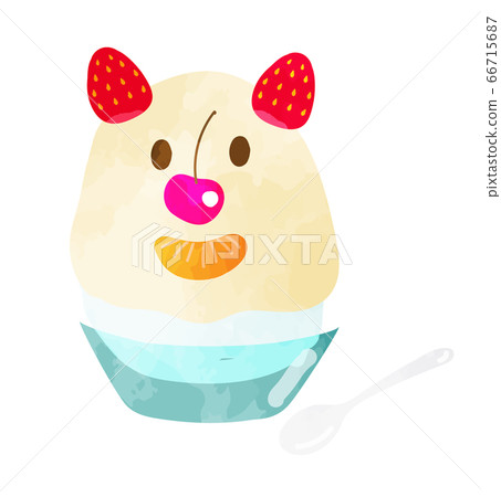 雪熊和白熊的刨冰插圖水彩風格 66715687