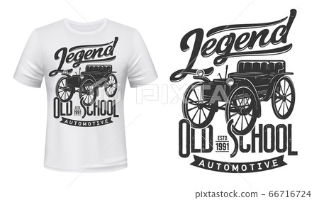 Vintage car t-shirt print mockup, retro 