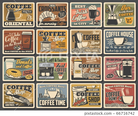 Coffee retro posters, coffee maker, cafe drinks Coffee retro posters, coffee maker, cafe drinks 66716742
