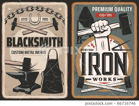 Blacksmith work, steel metal forge retro posters Blacksmith work, steel metal forge retro posters 66716746