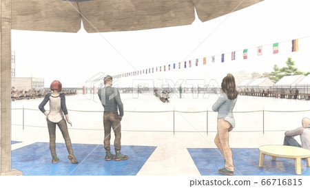 School athletic meet tug of war, audience, building, illustration 14 School athletic meet tug of war, audience, building, illustration 14 66716815