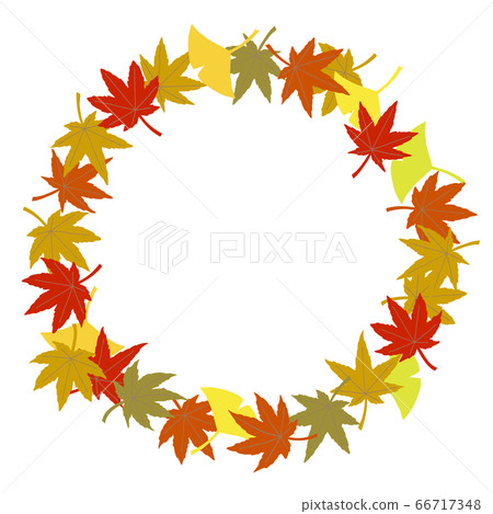 Simple autumn leaves and ginkgo circle frame vector illustration Simple autumn leaves and ginkgo circle frame vector illustration 66717348
