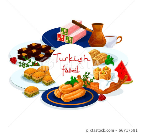 Turkish food pastry dessert baklava, delight lokum Turkish food pastry dessert baklava, delight lokum 66717581
