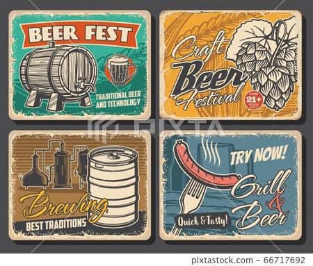 Beer brewery, grill snacks retro posters Beer brewery, grill snacks retro posters 66717692