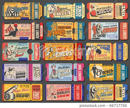 Circus show and funfair carnival retro tickets Circus show and funfair carnival retro tickets 66717788