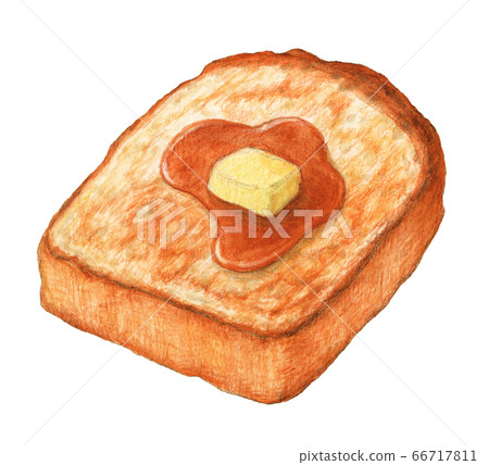 Brown Maple Butter Toast Hand Painted Watercolor Stock Illustration