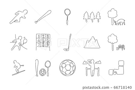 Rough handwriting icon set: sports and nature vector illustration Rough handwriting icon set: sports and nature vector illustration 66718140