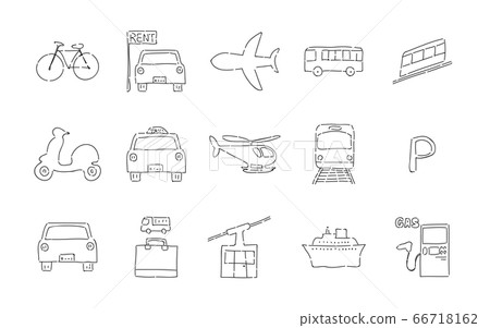Rough handwritten icon set: vector illustration of vehicle system 66718162
