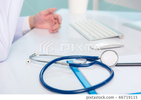 Medicine doctor's working on desk. Closeup of 66719115