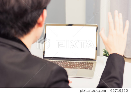 Businessman wearing suit video conference call by Businessman wearing suit video conference call by 66719330