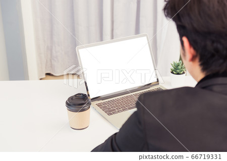 Businessman wearing suit video conference call by Businessman wearing suit video conference call by 66719331