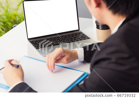 Businessman wearing suit video conference call Businessman wearing suit video conference call 66719332