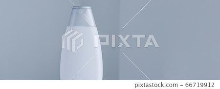 Blank label cosmetic container bottle as product mockup on gray background 66719912